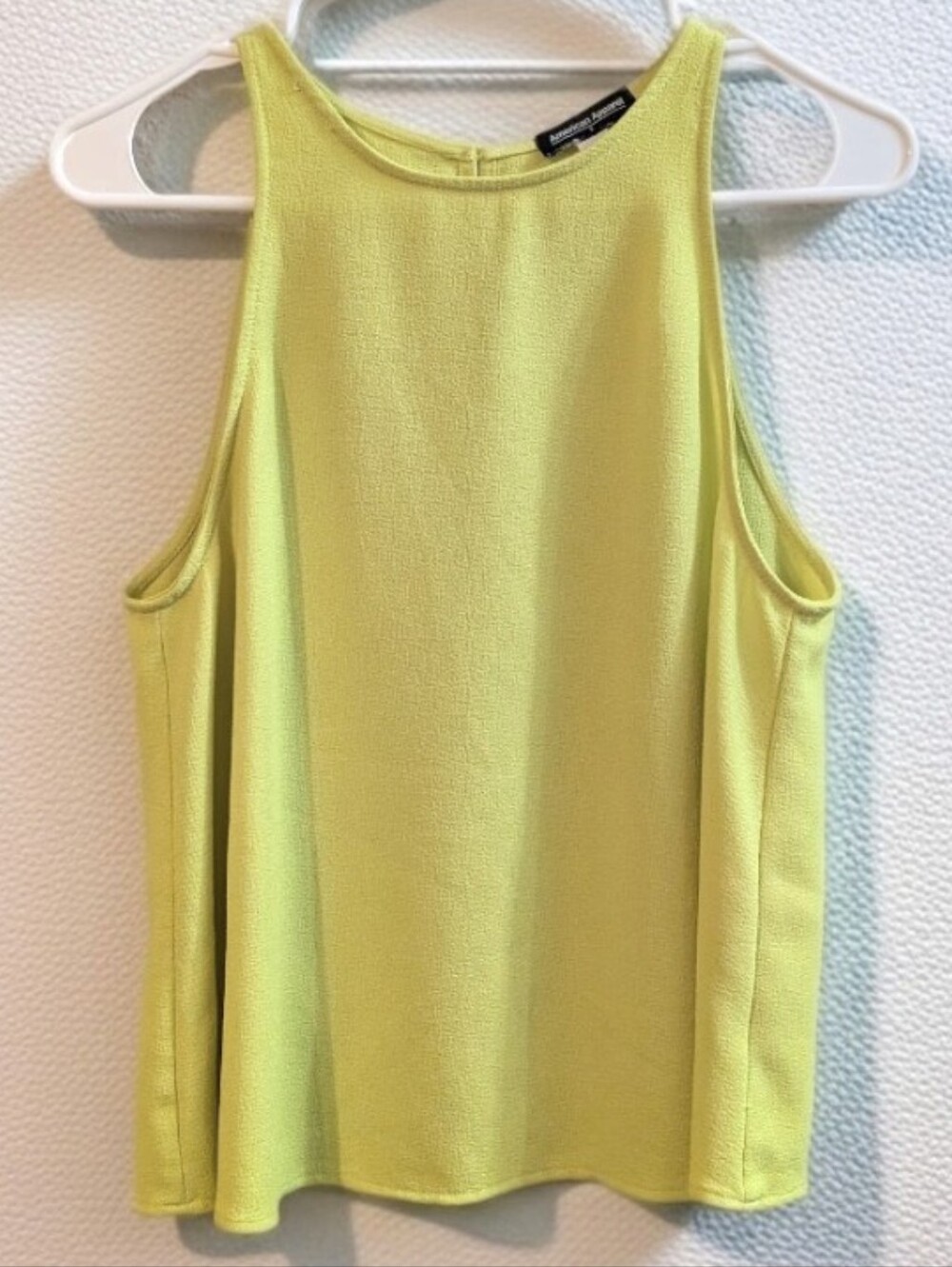 American Apparel Vintage 00s Chartreuse Lime Green Crepe Tank Open Button Back S